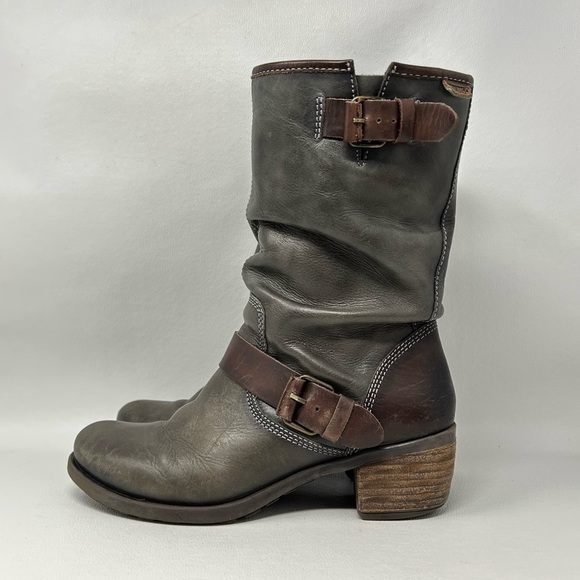 PIKOLINOS Le Mans Biker Boots Burnished Gray Brown Mid-Calf Women’s Sz 38/7.5-8 - Picture 2 of 12
